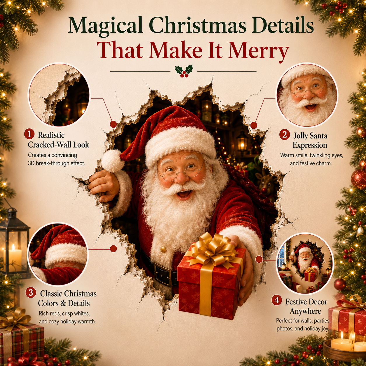 YuleBreak – 🔥 19.7 in (50.0 cm) Christmas Breaking Through the Wall Decal