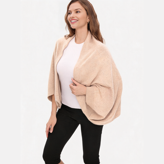 CozyDrape – 100% Merino Wool Wrap with Built-In Sleeve Openings