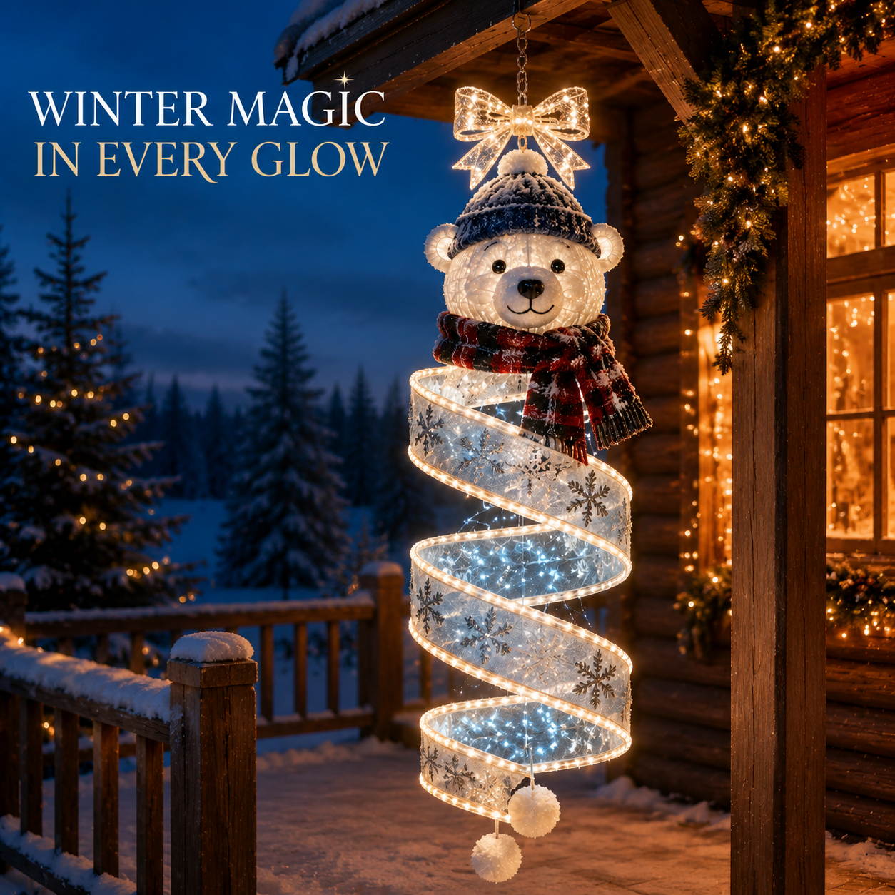 🎄 SpiralGlow – Enchanted Christmas Spiral Hanging Lights for Glowing Holiday Porch Decor