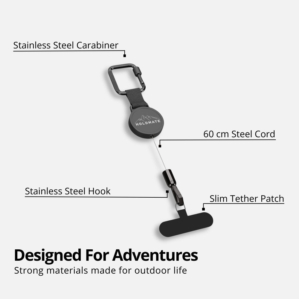 SafeTether – Anti-Drop Phone Tether with Retractable Steel Cord & Carabiner