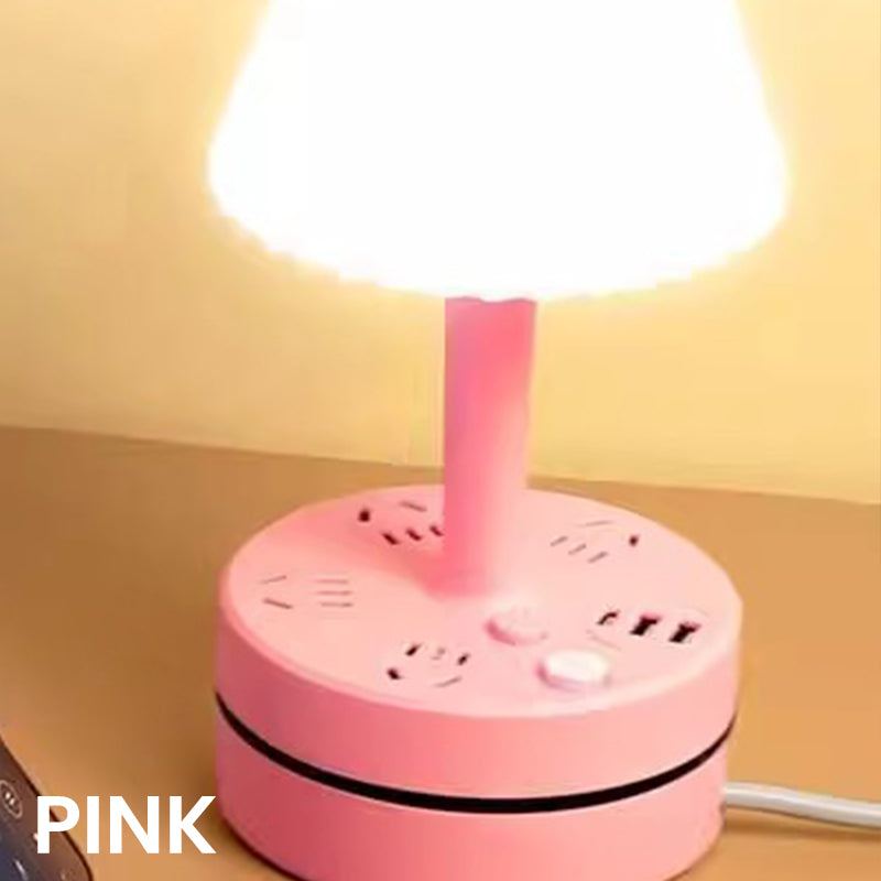 GlowDock – Bedside Lamp with Built-In Power Strip, USB and USB-C Charging