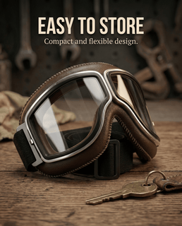🔥 RetroRide – OTG Vintage Motorcycle Goggles (Fits Over Glasses)
