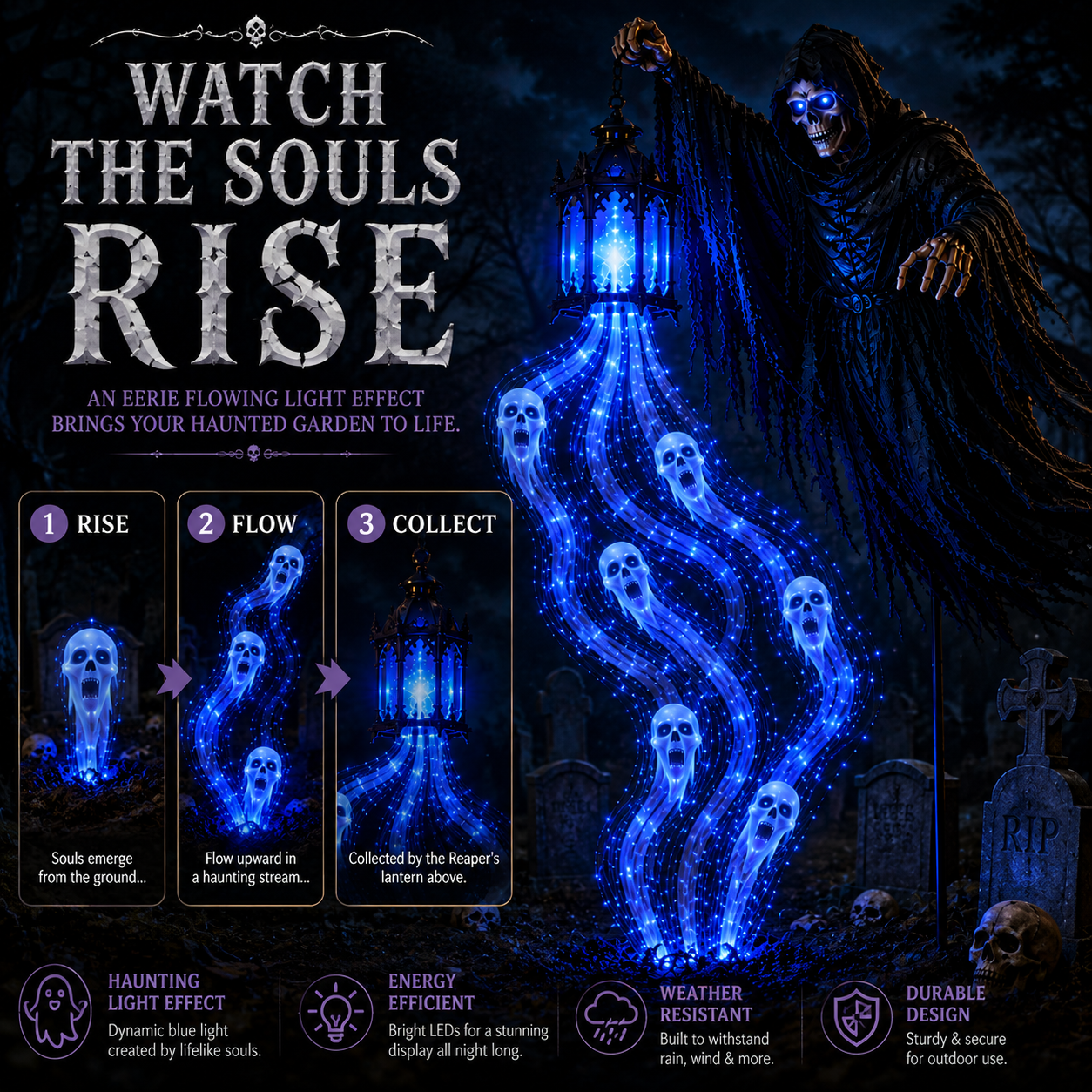 SoulHarvester – 💀 Solar-Powered Halloween Garden Light