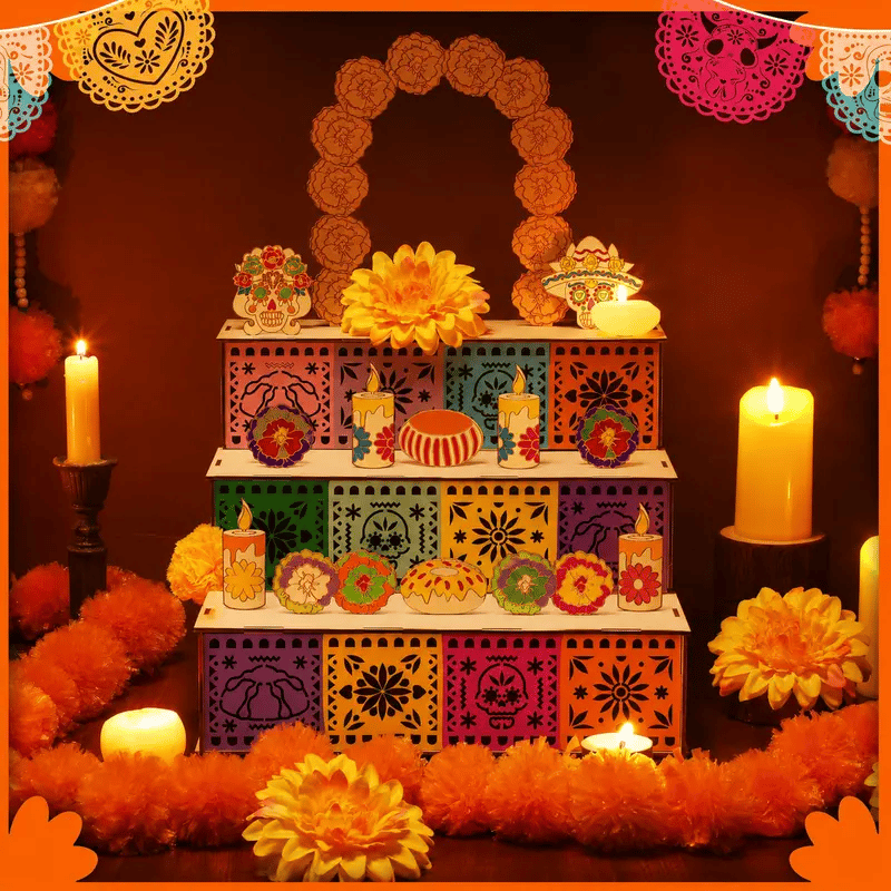MemoryOfrenda – ✨ 🎃🏵️ Day of the Dead Wooden Altar Display Set 💕