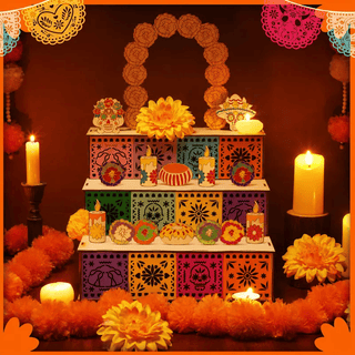 MemoryOfrenda – ✨ 🎃🏵️ Day of the Dead Wooden Altar Display Set 💕