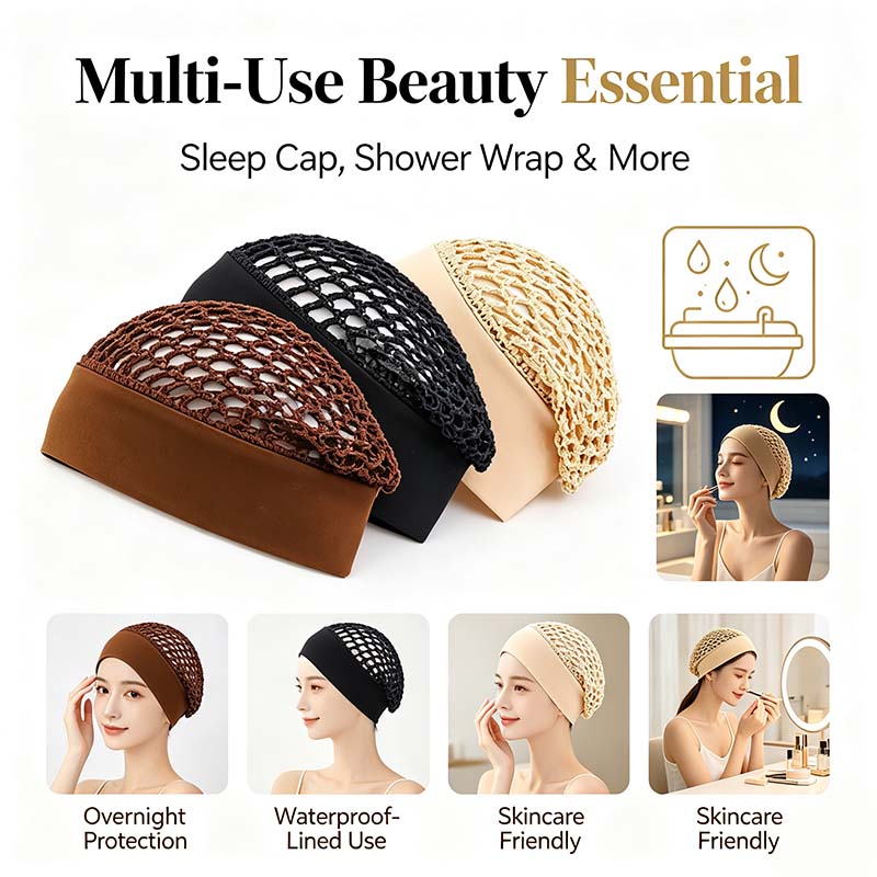 SnoozeCrown – 3-Piece Stretchy Wide-Edge Sleep Bonnet Set for Nighttime Hair Care & Beauty💤