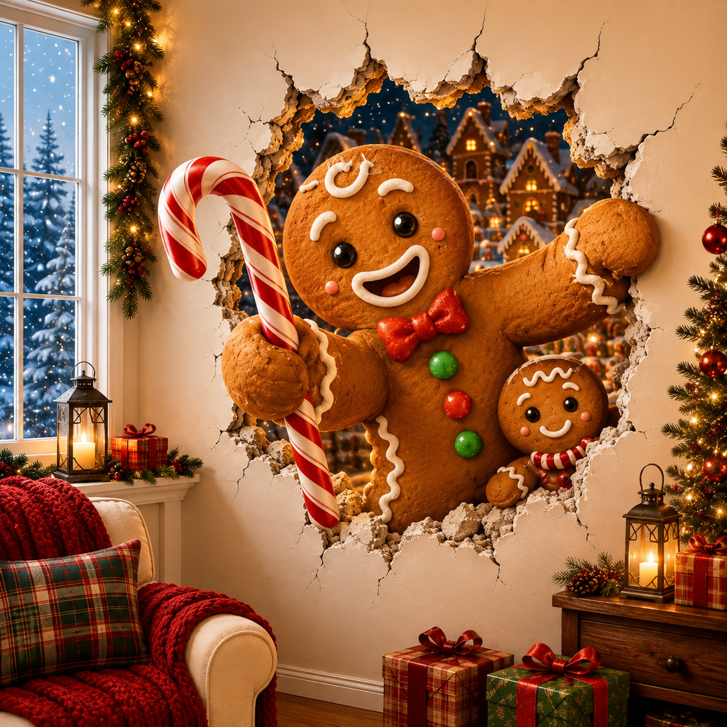 YuleBreak – 🔥 19.7 in (50.0 cm) Christmas Breaking Through the Wall Decal