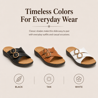 SoftStride – Women’s Leather Slide Sandals for All-Day Comfort