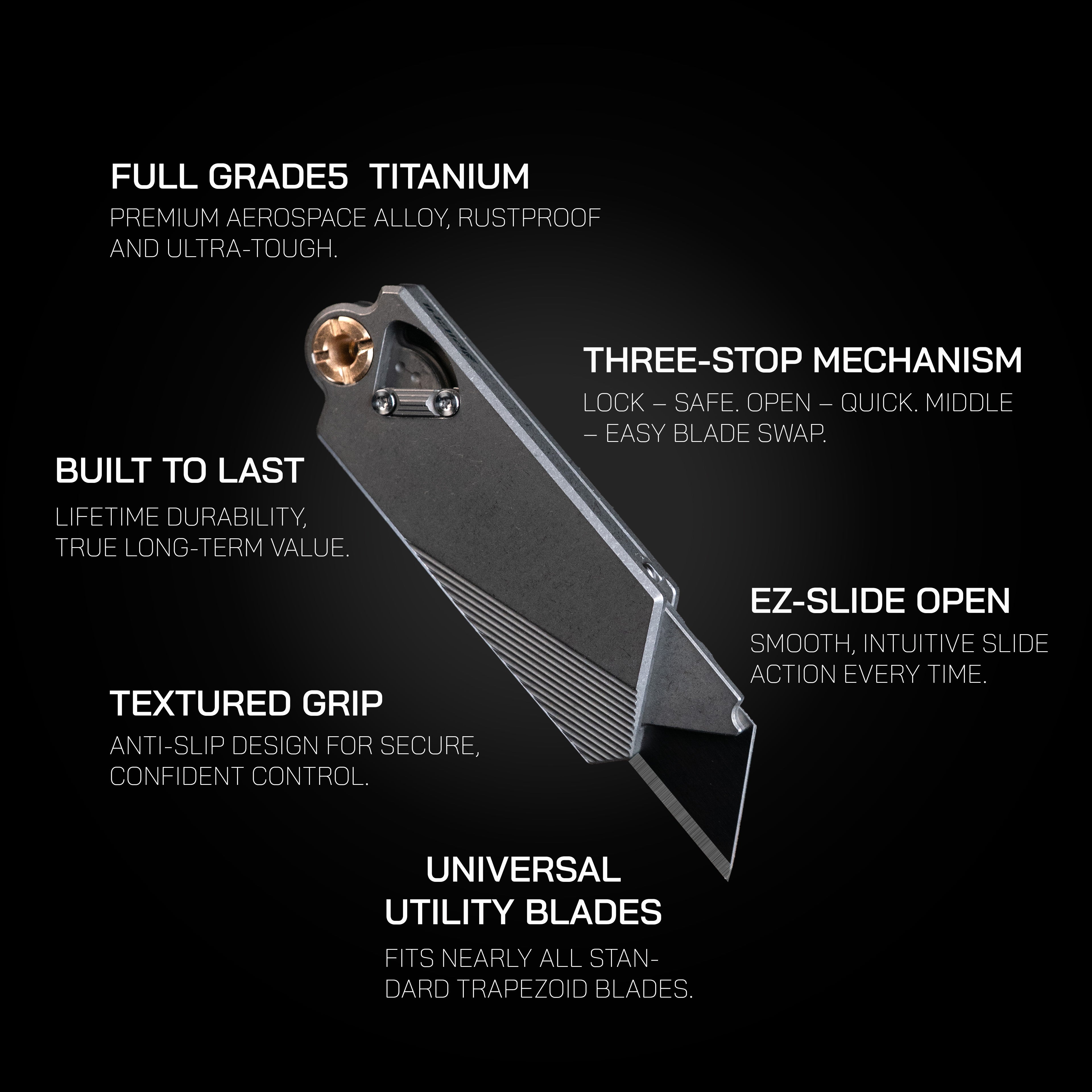 GlideCut – G9 Titanium & Brass Gravity Utility Knife