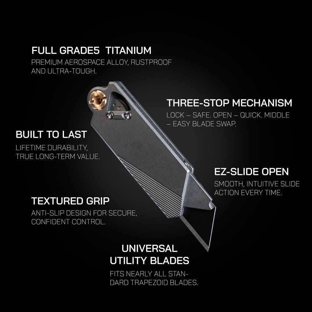 GlideCut – G9 Titanium & Brass Gravity Utility Knife