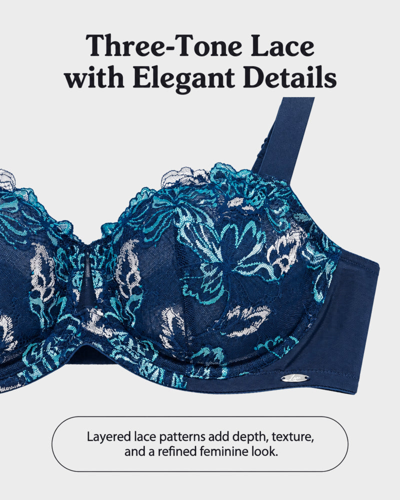 LaceBalance – Floral Lace Plus Size Unlined Minimizer Bra