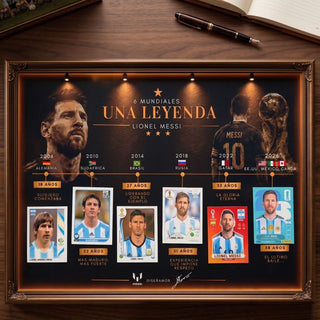 Lionel Messi "Una Leyenda" Luxury LED Shadow Box – 6x World Cup Career Evolution Frame (2006-2026)