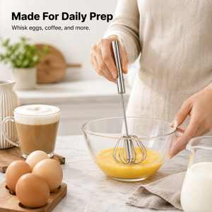🍳 SpinWhisk – Hand Push Rotary Whisk, Stainless Steel Automatic Spinning Egg Beater