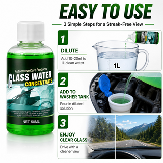 ClearDrive – 🥳💧✨Glass Concentrate: 10 ml Makes 1 L, Cuts Bugs & Grime, Streak-Free 🚗💪