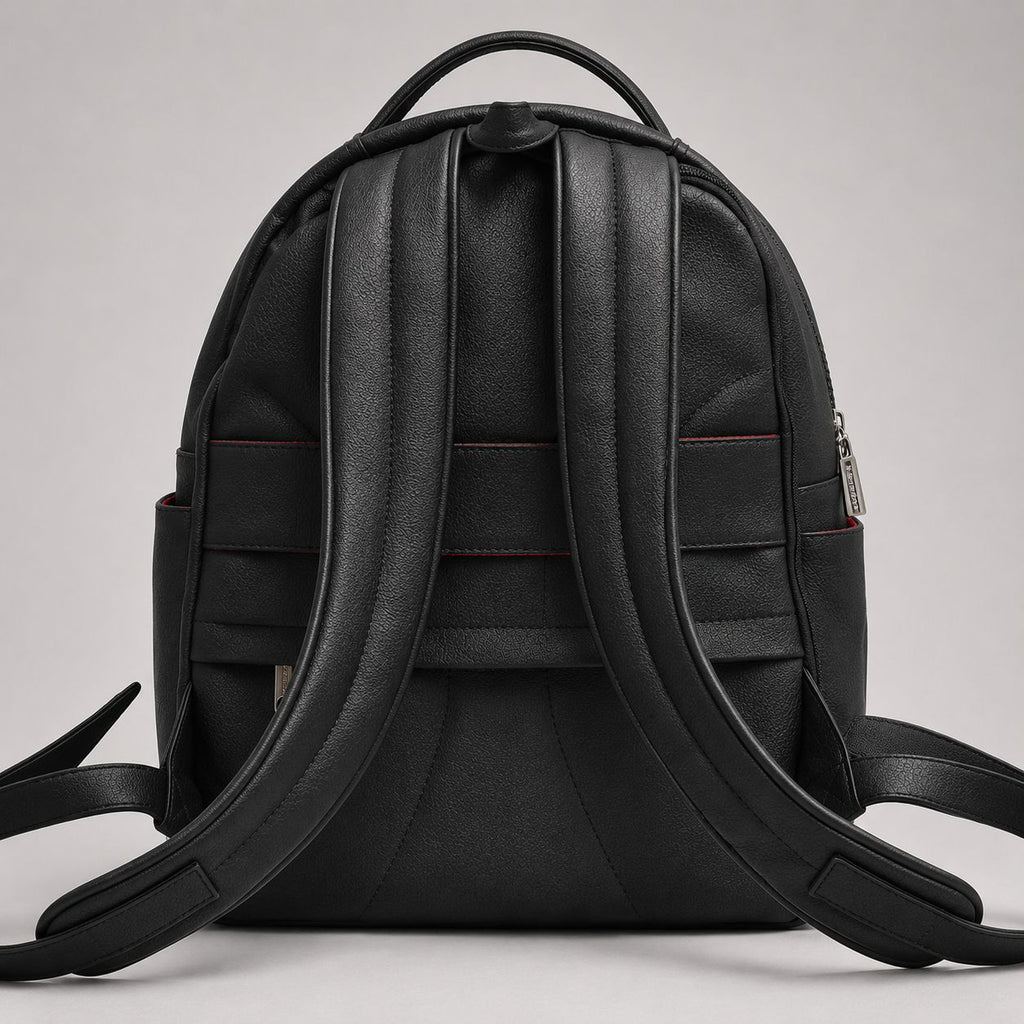 RedCore – Black Vegan Leather Laptop Backpack