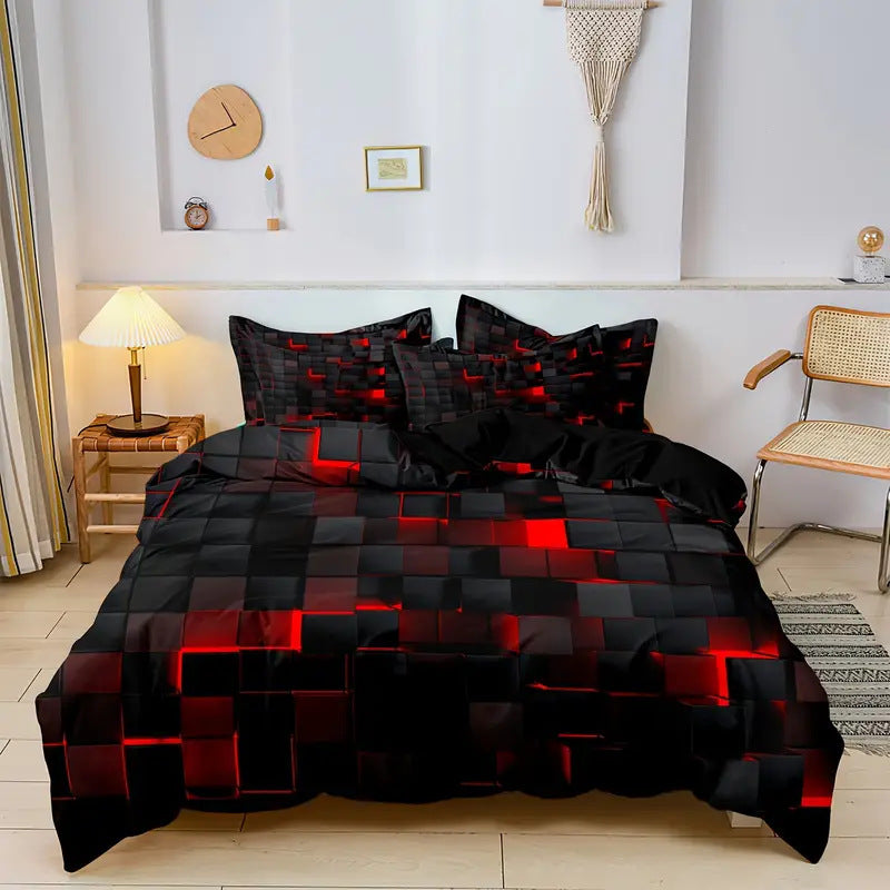Velura 3D Gradient Cover Set in Ruby Red — modern luxury bedding for stylish bedrooms