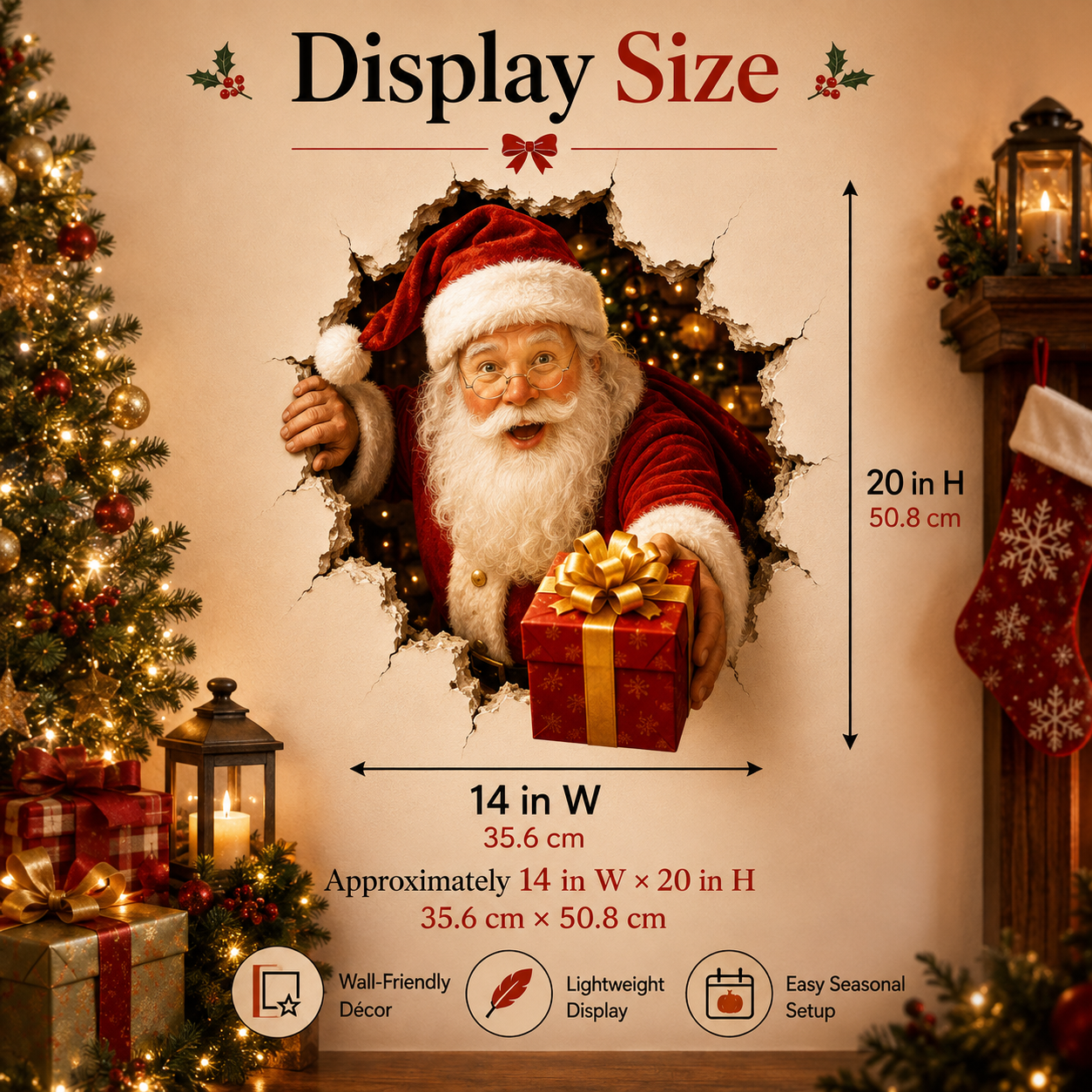 YuleBreak – 🔥 19.7 in (50.0 cm) Christmas Breaking Through the Wall Decal