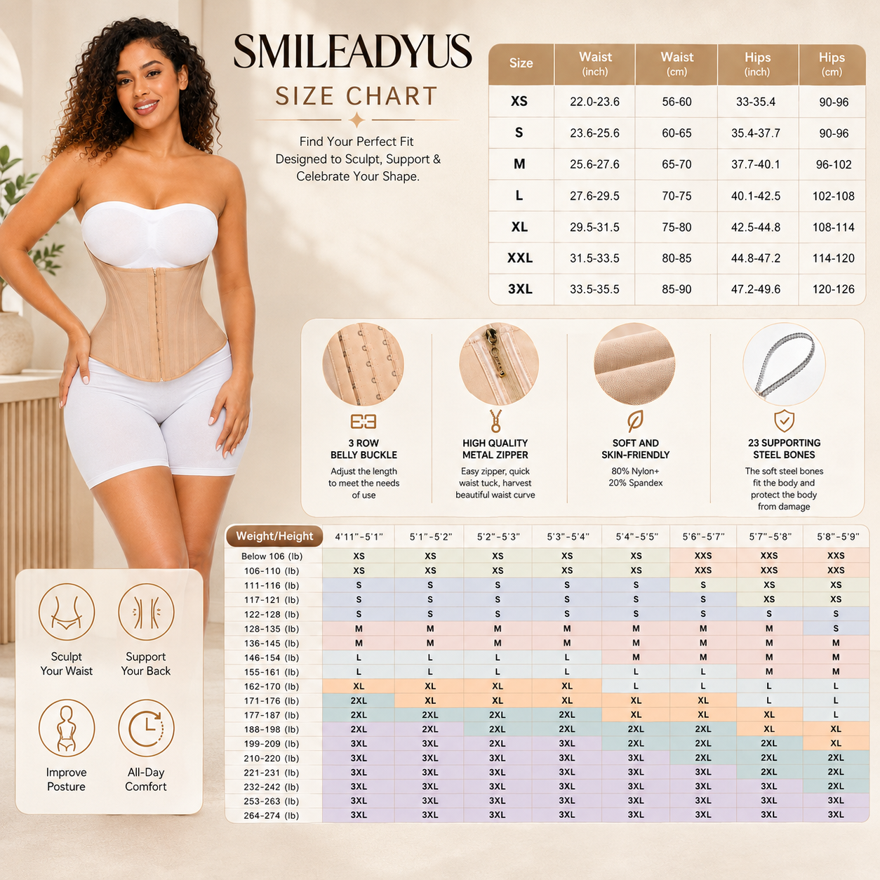 CinchSculpt – 🔥 Women's Steel-Boned Waist Trainer Shapewear for Workout & Daily Wear