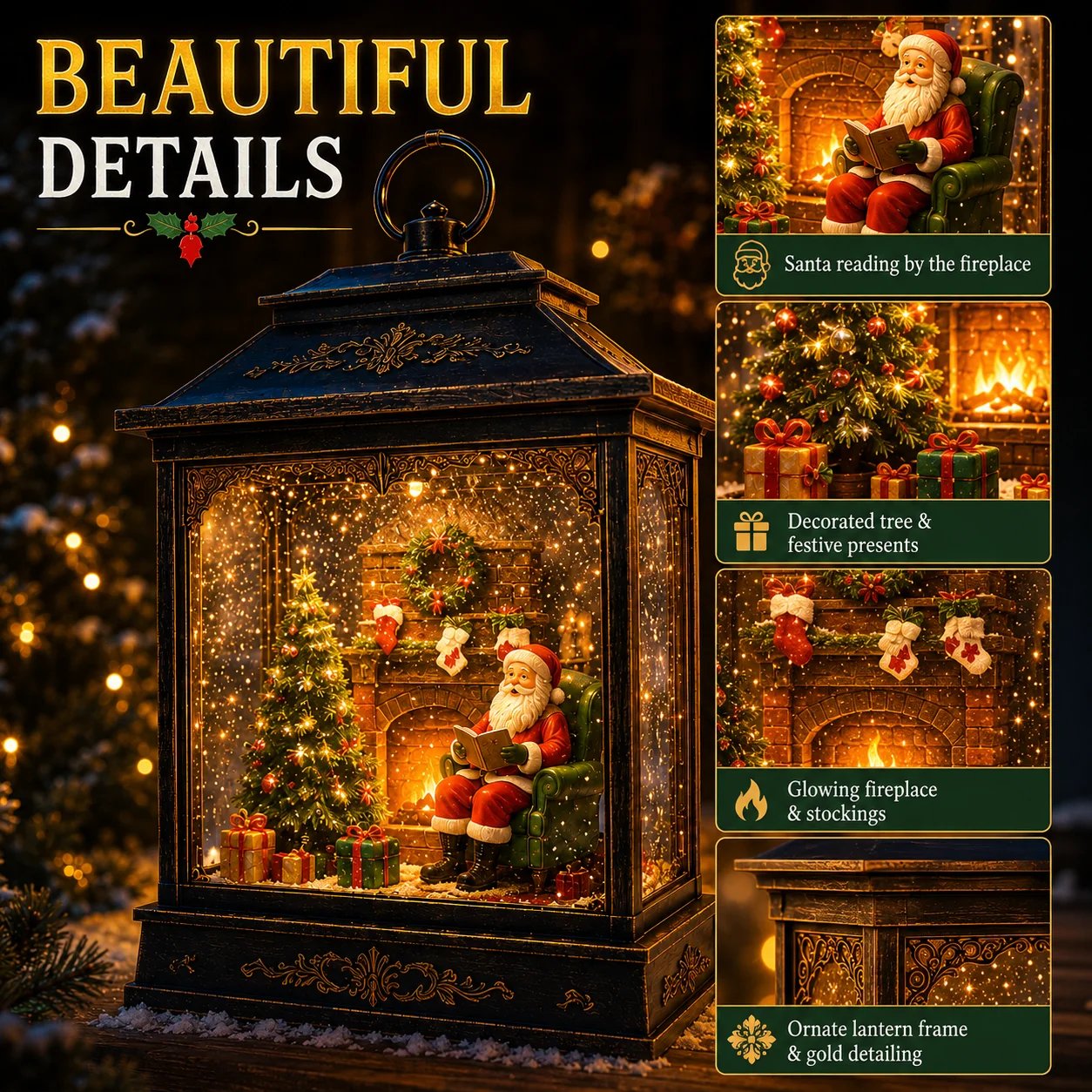 🎅 SantaGlow – Magical Fireplace Lantern 🎄 Bring Christmas Home ✨