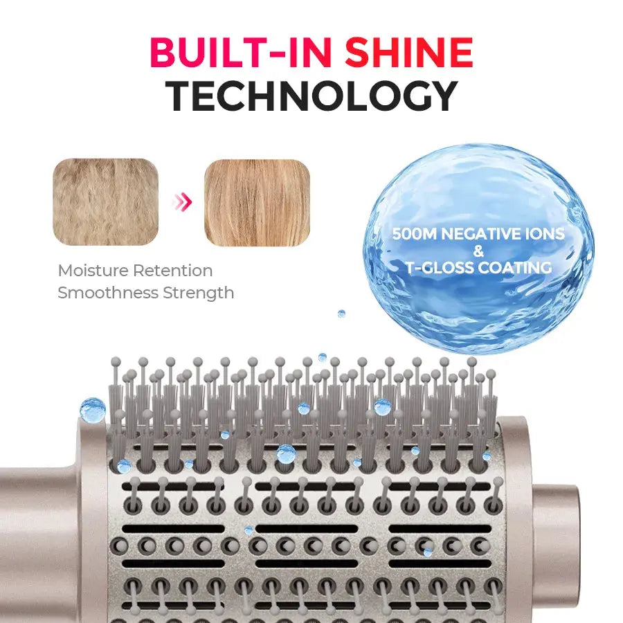 AirBeam Champagne – TYMO 3-in-1 Hot Air Dryer Brush for One-Step Drying & Styling