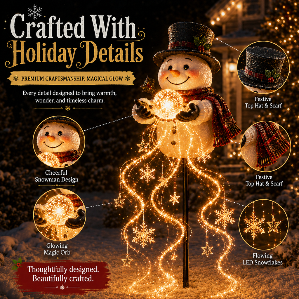 SnowFountain – 🎄🎄 Snowman Magic Fountain Flowing Snowflake LED Christmas Garden Light❄️