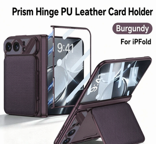 ⭐PrismFold – Magnetic Leather Wallet Stand Case with Screen Glass Film for iPhone Duo