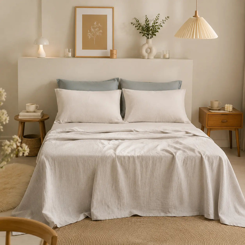LinenDrift – 100% Linen 4-Piece Bed Sheet Set, Breathable & Moisture-Wicking