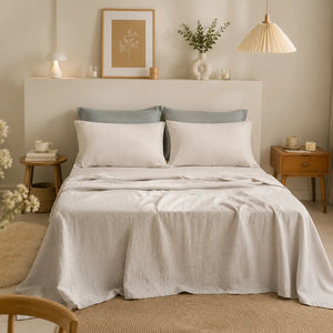 LinenDrift – 100% Linen 4-Piece Bed Sheet Set, Breathable & Moisture-Wicking