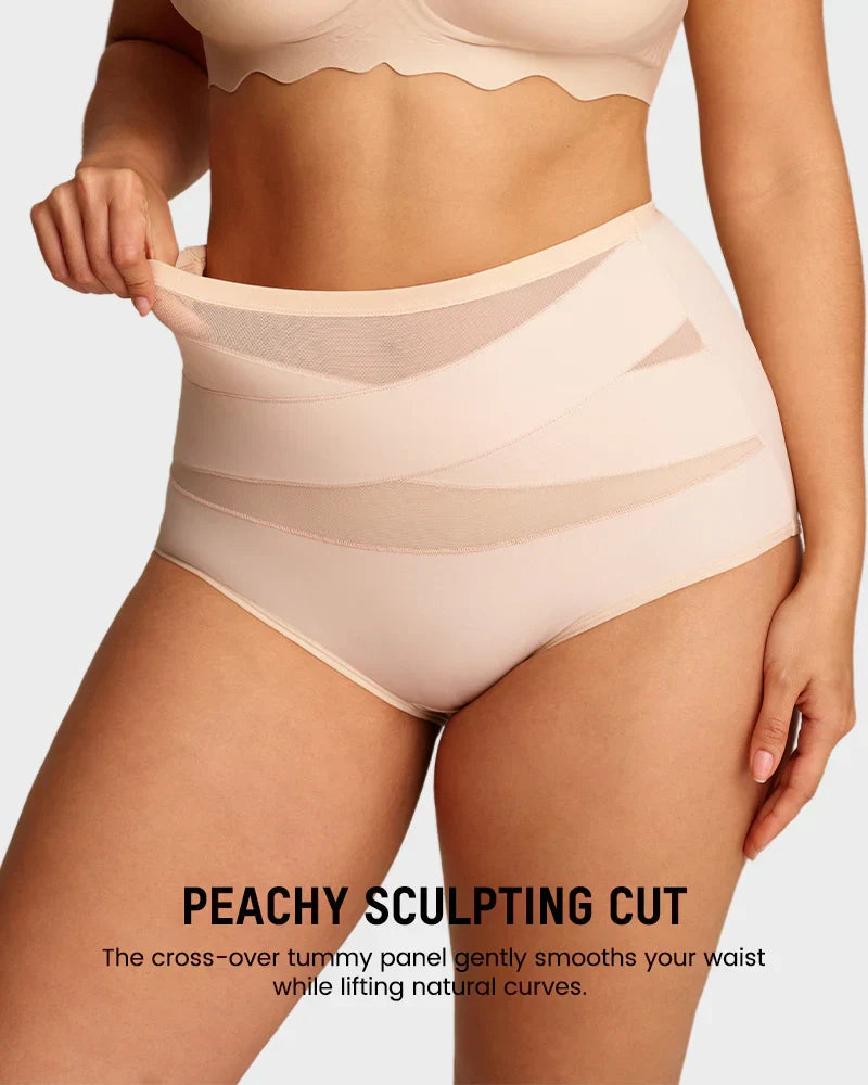 CrossSculpt Briefs – High-Waist Cross Tummy Control Panties, Plus-Size Multi-Pack