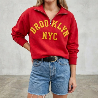 VarsityStitch – Retro Wool Felt Letter Quarter-Zip Sweatshirt