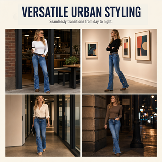ScallopFlare – Women's High-Waisted Distressed Flare Jeans