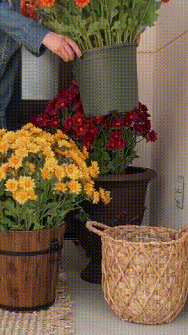 SunsetBloom – 💥🌼 Artificial Outdoor Mums, UV-Resistant, Waterproof & Windproof