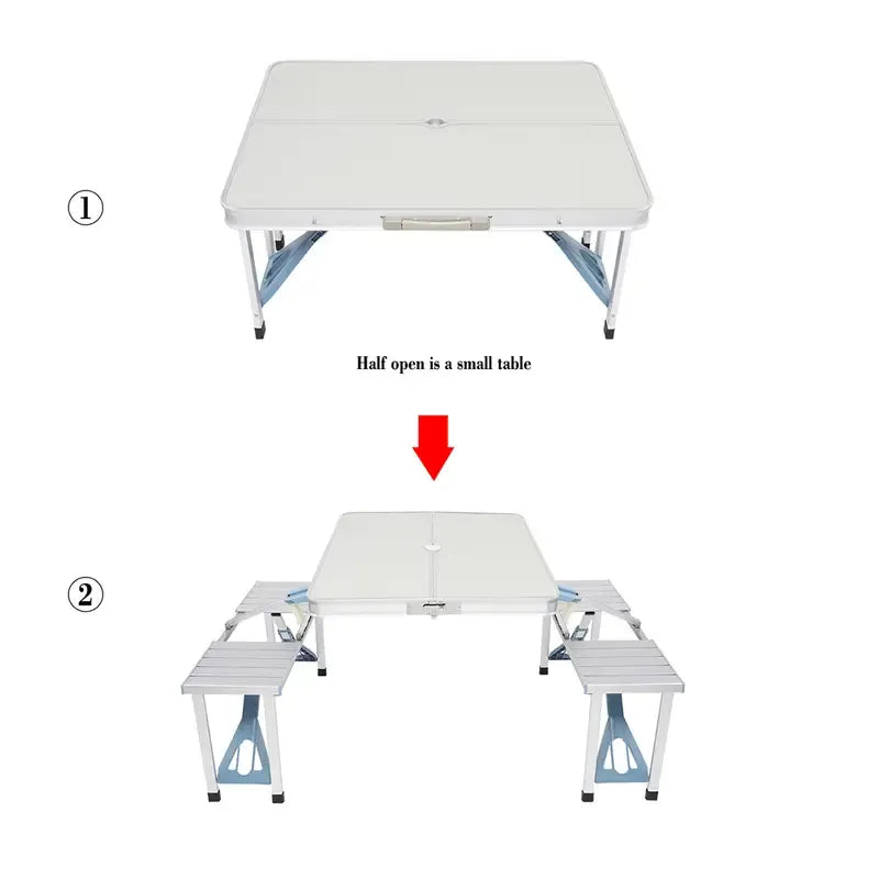 PicniCase – Integrated Aluminum Folding Table and Chairs Set