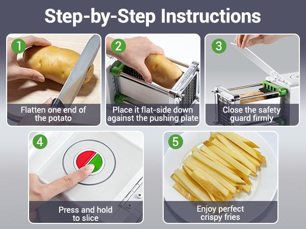 Sopito Electric French Fry Cutter - Stainless Steel Vegetable & Potato Cutter (Multifunctional Vegetable Cutter) Timesaver Tool with 3 Interchangeable Blades for Crispy Fries, Carrots Kitchen Gadgets Modern Kitchenware Cooking