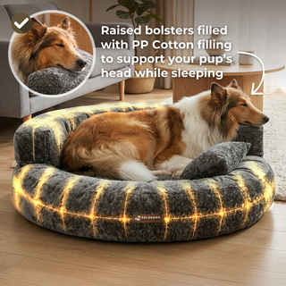 CloudNest – Orthopedic Velvet Dog Bed with Raised Bolsters