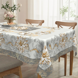 FloraGuard – Waterproof Embossed Floral Tablecloth