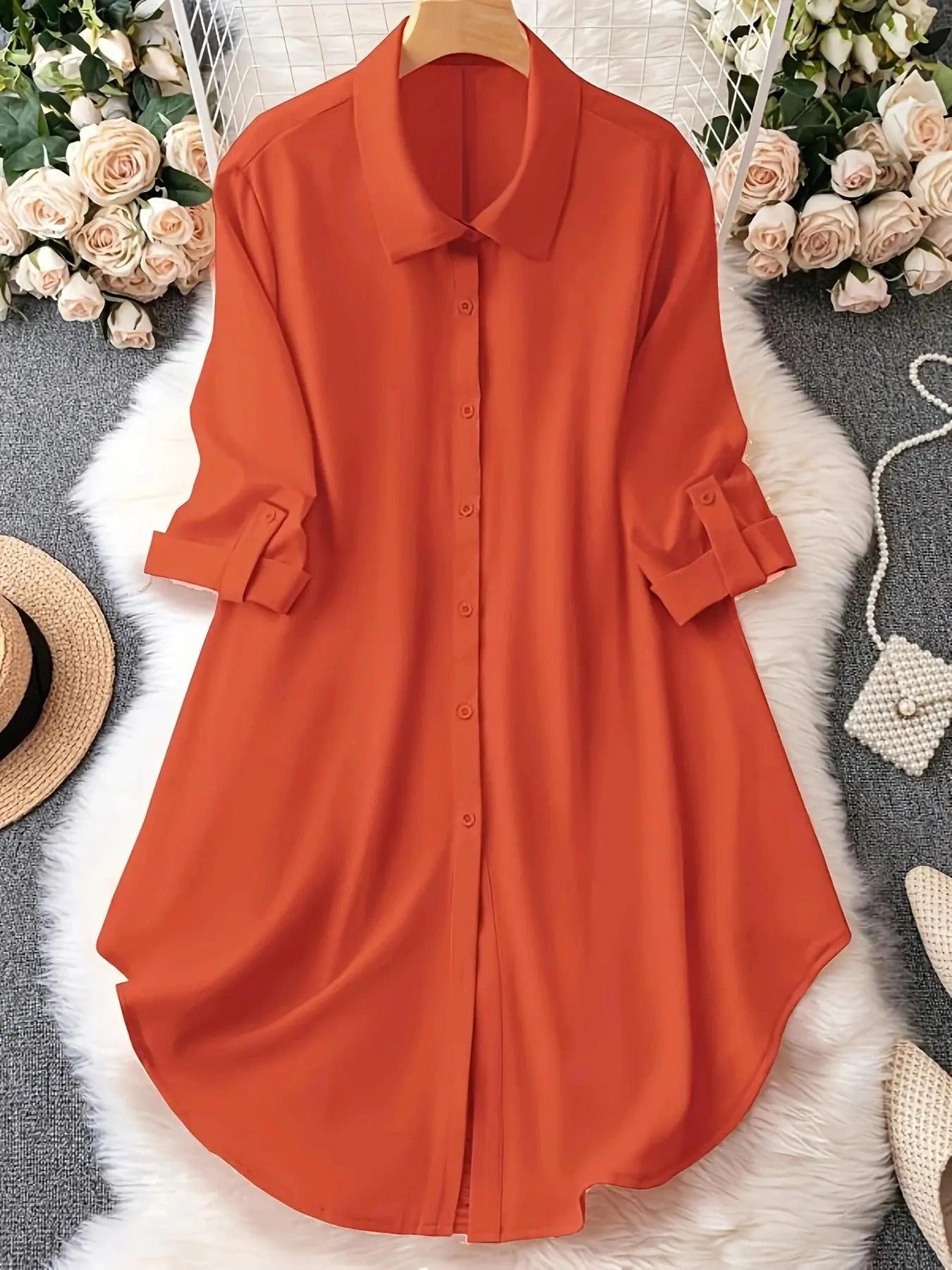 ClassicContour – Plus-Size Long-Sleeve Button-Up Blouse
