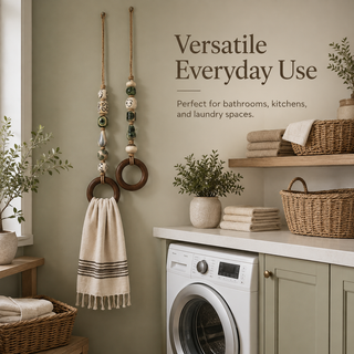 TerraLoop – Decorative Beaded Towel Hanger with Wooden Ring
