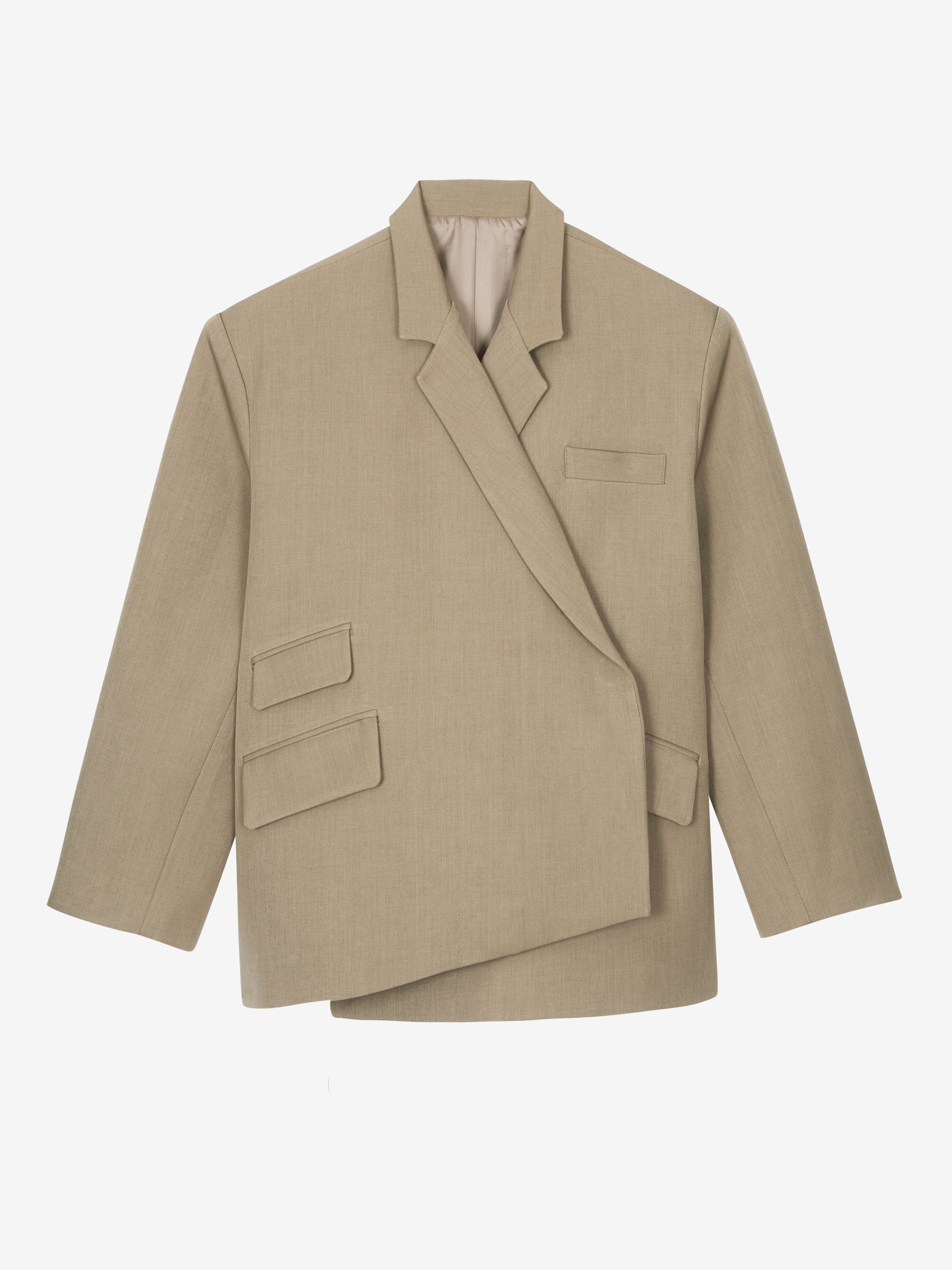 BoxWrap – Taupe Mélange Oversized Wrap Blazer