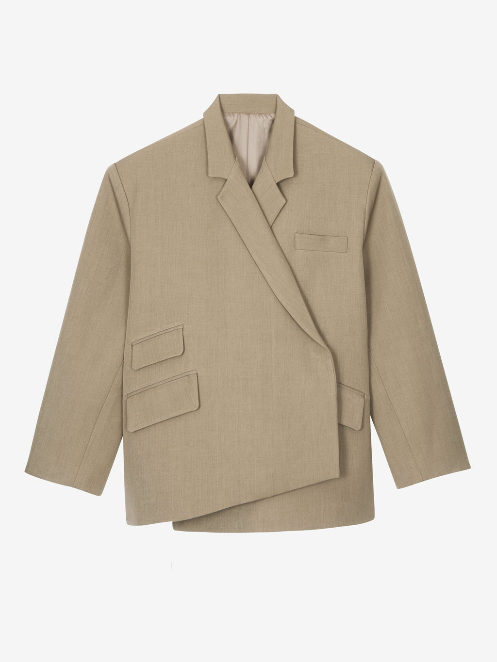 BoxWrap – Taupe Mélange Oversized Wrap Blazer
