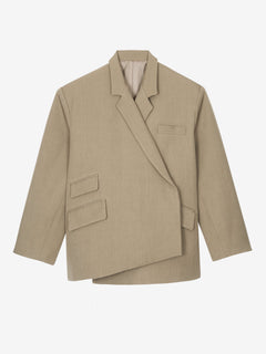 BoxWrap – Taupe Mélange Oversized Wrap Blazer