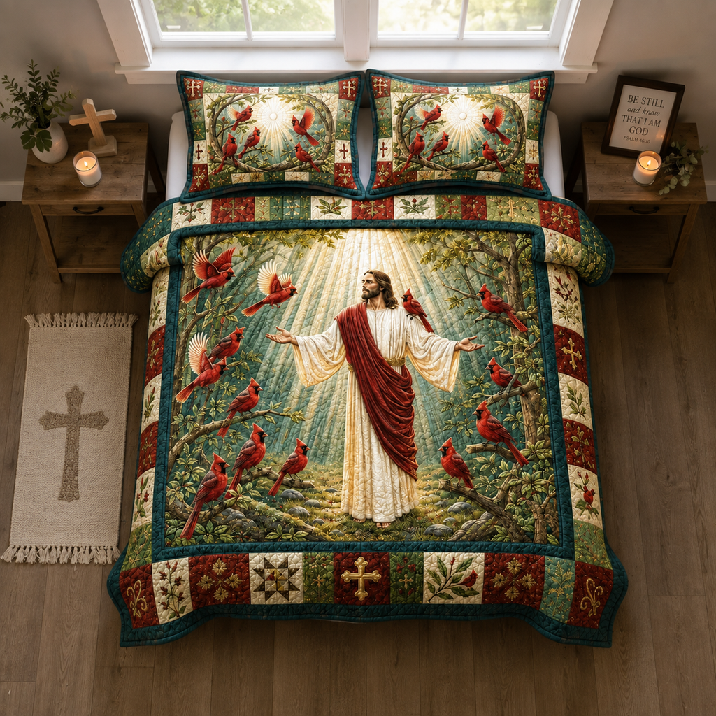 GraceQuilt – Surrounded By His Grace 3-Piece Quilted Bedding Set
