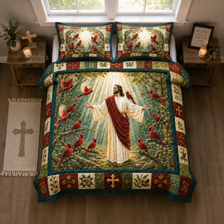 GraceQuilt – Surrounded By His Grace 3-Piece Quilted Bedding Set