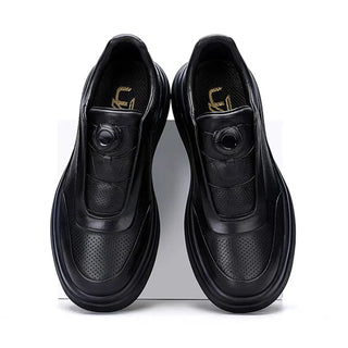 DialStride – Genuine Leather Round-Toe Casual Sneakers