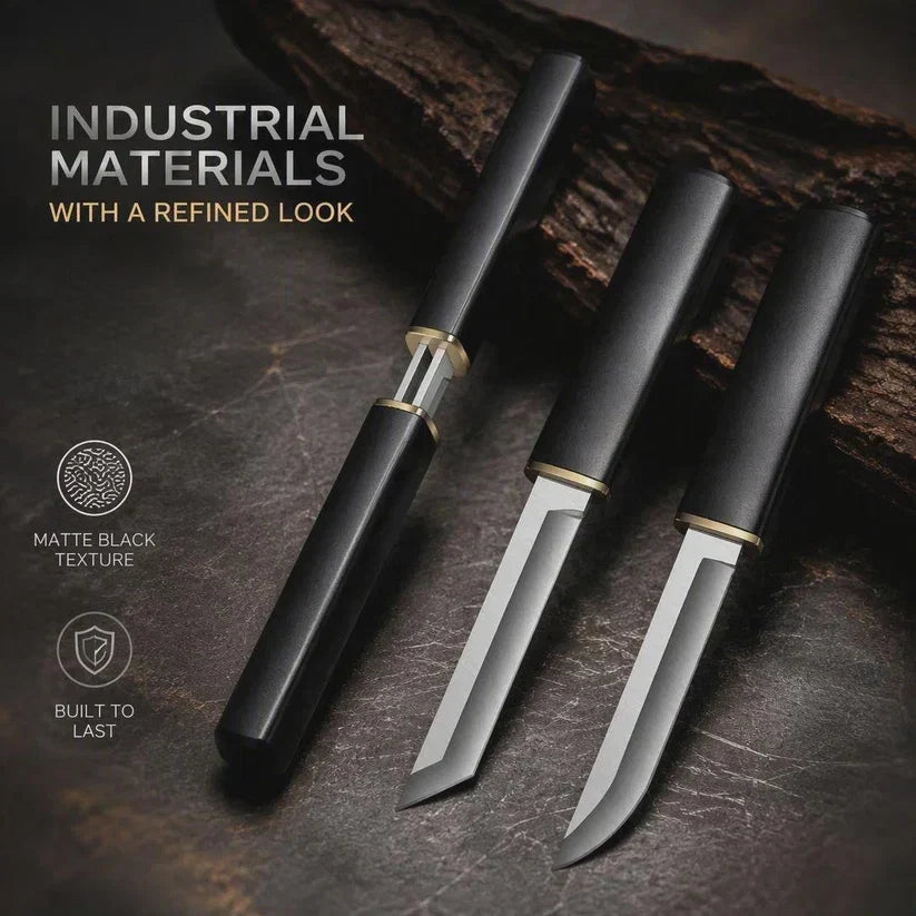 TwinEdge Collector Set – Matte-Black Twin-Blade Mechanical Display Piece