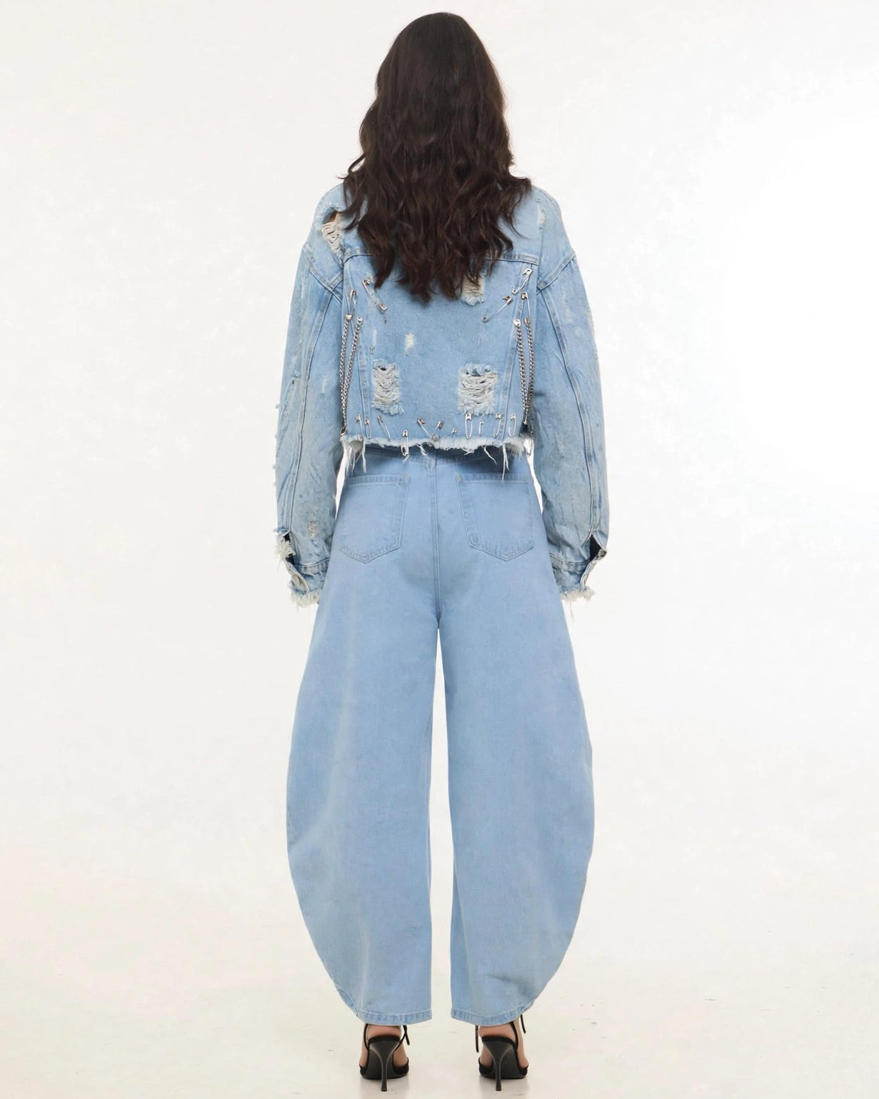BarrelBloom – High-Rise Barrel Cut Wide-Leg Denim