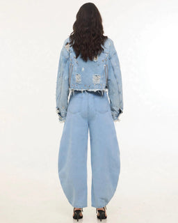 BarrelBloom – High-Rise Barrel Cut Wide-Leg Denim