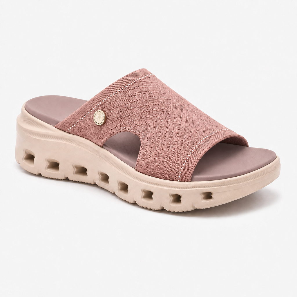 CloudStep – Women's Breathable Knit Comfort Slides with Cushioned Footbed