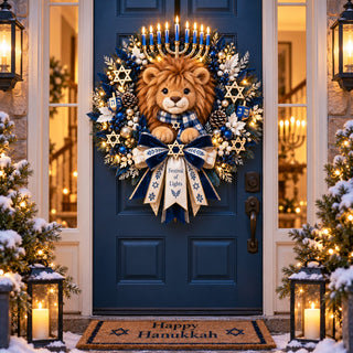 🦁 JudahGlow – Lion of Judah Hanukkah Lighted Wreath, a Warm & Meaningful Welcome for the Festival of Lights ✨