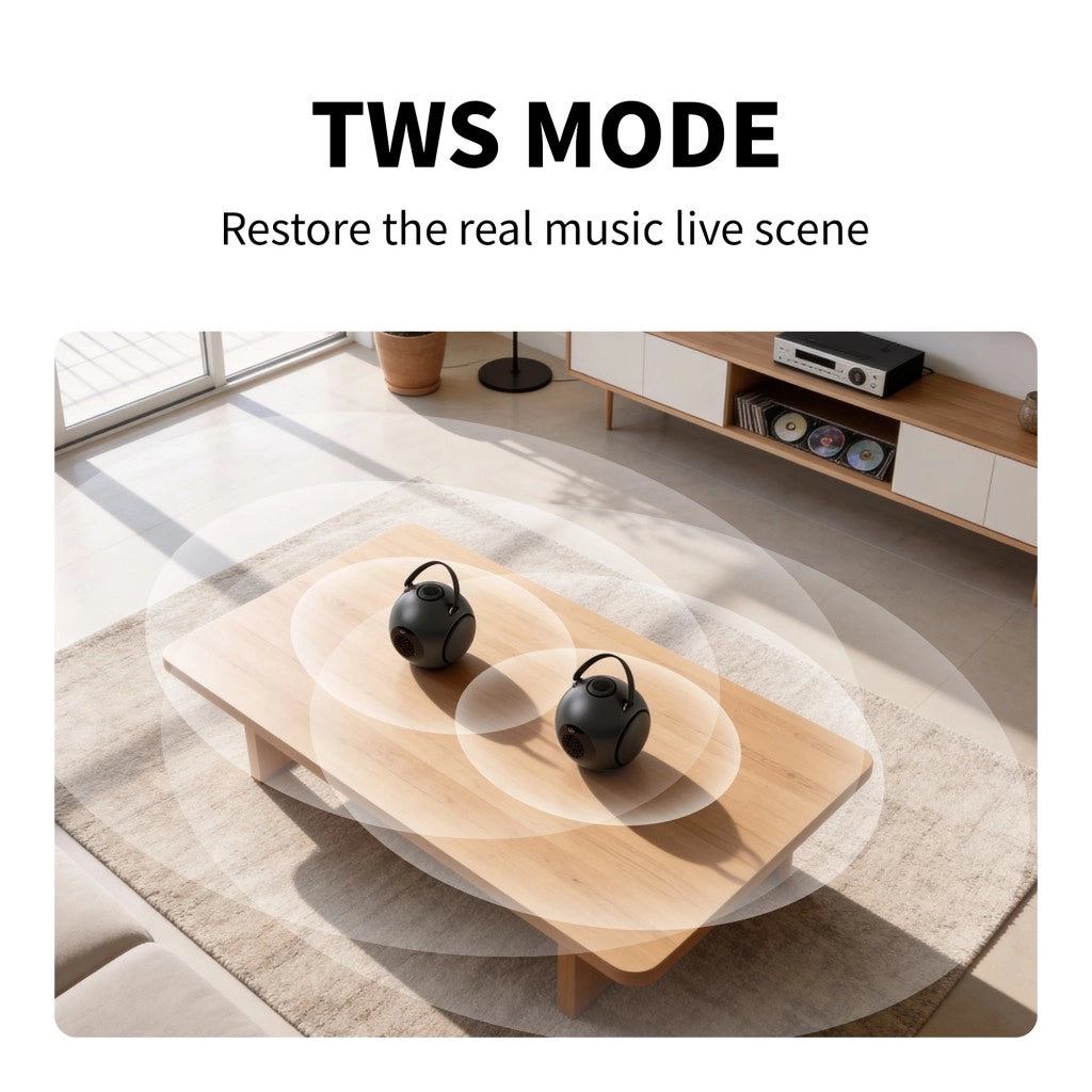 SphereBass – Round Bluetooth Speaker with 93dB Sound and 40Hz Deep Bass